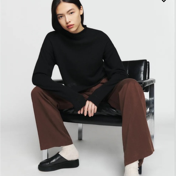Reformation Cropped Cashmere Turtle Rollneck Black Size XL - Picture 1 of 7